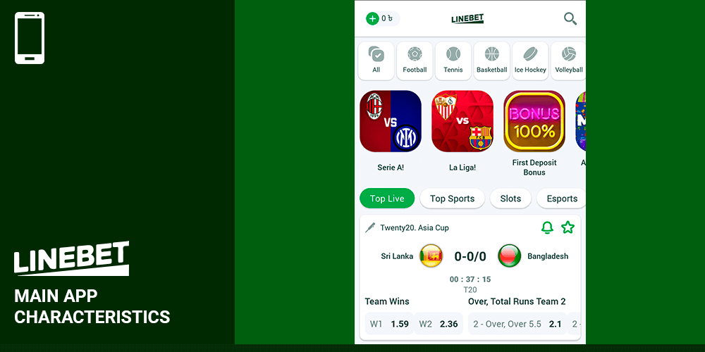 Main Characteristics of linebet app